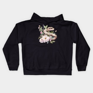 Snake with flowers Kids Hoodie